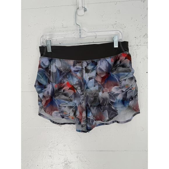 Lululemon Running Shorts Womens 8 Floral Black Multi Liner Lightweight Running - Picture 1 of 5